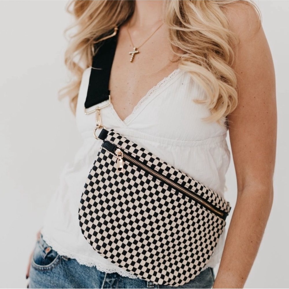 Stylish Black and White Checkered Women's Bag